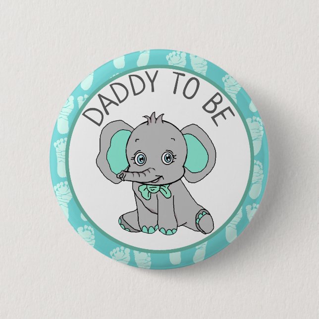 Elephant Themed Dad to Be Baby Shower 6 Cm Round Badge (Front)