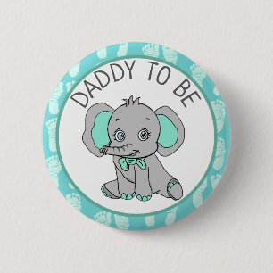 Elephant Themed Dad to Be Baby Shower 6 Cm Round Badge