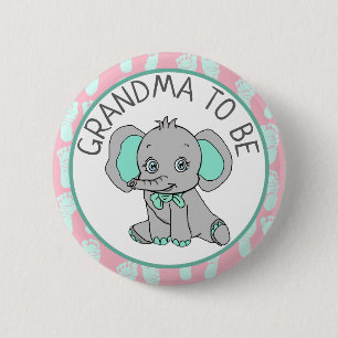 Elephant Themed Grandma to Be Baby Shower 6 Cm Round Badge