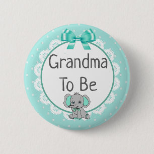 Elephant Themed Grandma to Be Baby Shower 6 Cm Round Badge