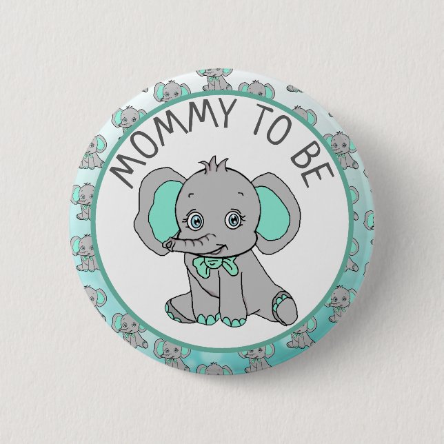 Elephant Themed Mum to Be Baby Shower 6 Cm Round Badge (Front)