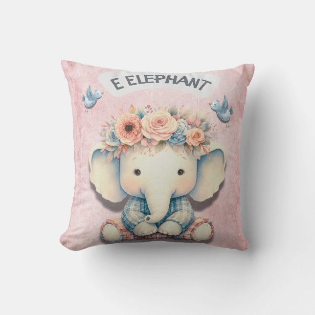 Elephant-Themed Nursery: Adorable Décor Cushion (Front)
