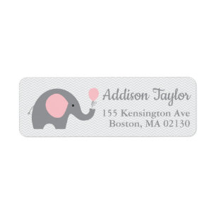 Elephant Themed Return Address Labels in Pink