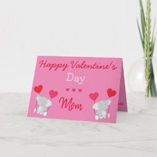 Elephant themed Valentine for Mum Card