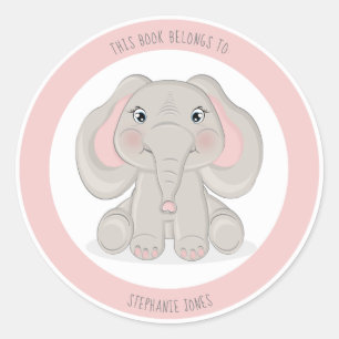 Elephant This Book Belongs to Classic Round Sticker