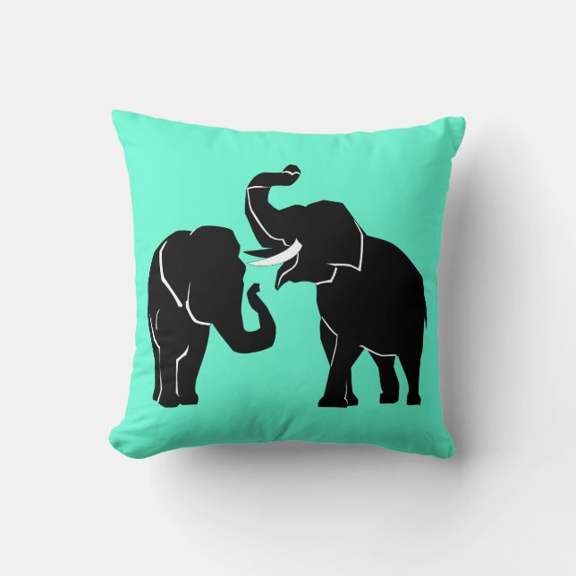 Elephant Throw Pillow - Custom Colours (Front)
