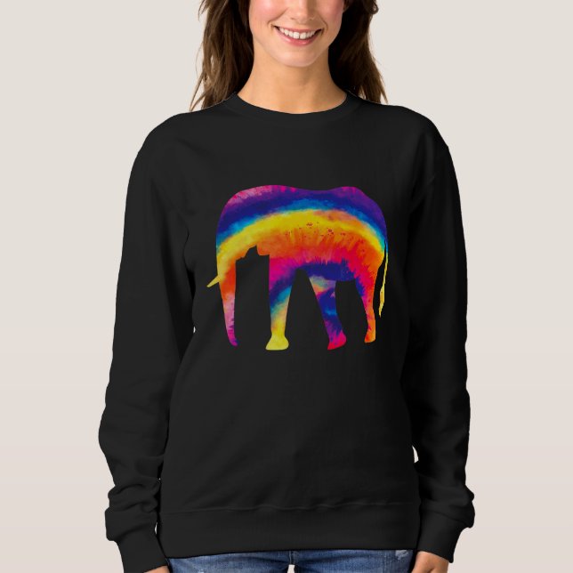 Elephant  Tie Dye Hippie Sweatshirt (Front)