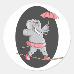 Elephant Tightrope Walker Classic Round Sticker