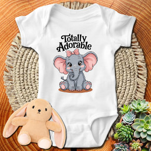 Elephant Totally Adorable Cute Animal Baby Bodysuit