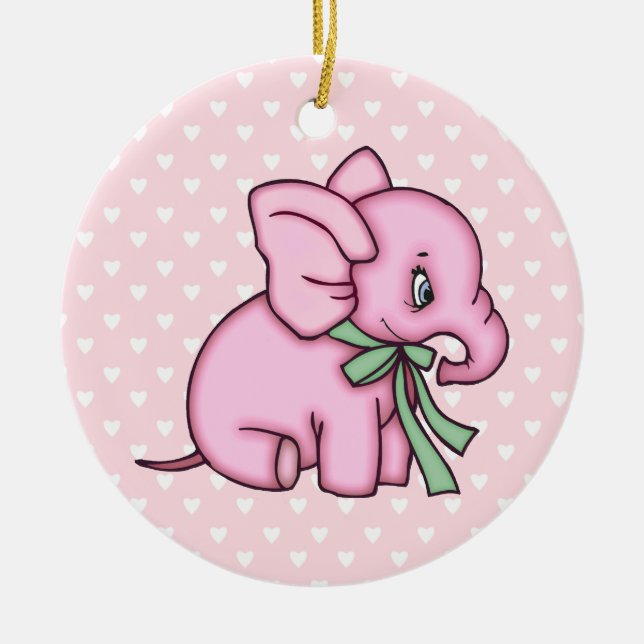 Elephant Toy Pink Ceramic Tree Decoration (Front)