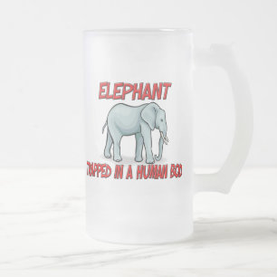 Elephant trapped in a human body frosted glass beer mug
