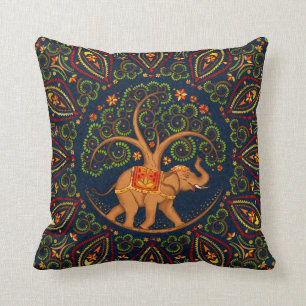 Elephant Tree of life in Mandala Cushion