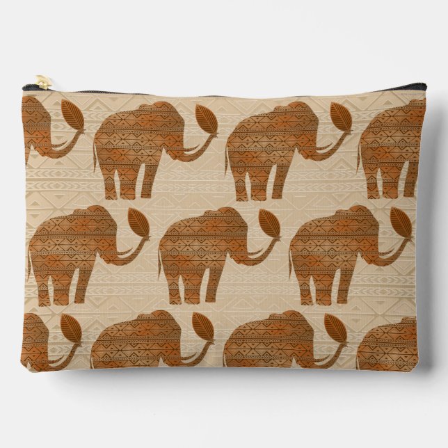 Elephant Tribal Art Design Accessory Pouch (Front)