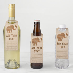 Elephant Tribal Art Design Bottle Tag