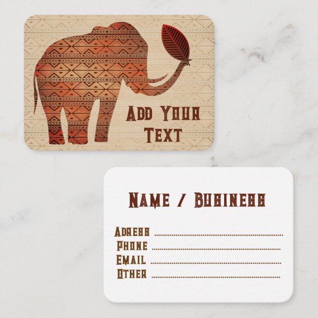 Elephant Tribal Art Design Business Card (Front/Back)