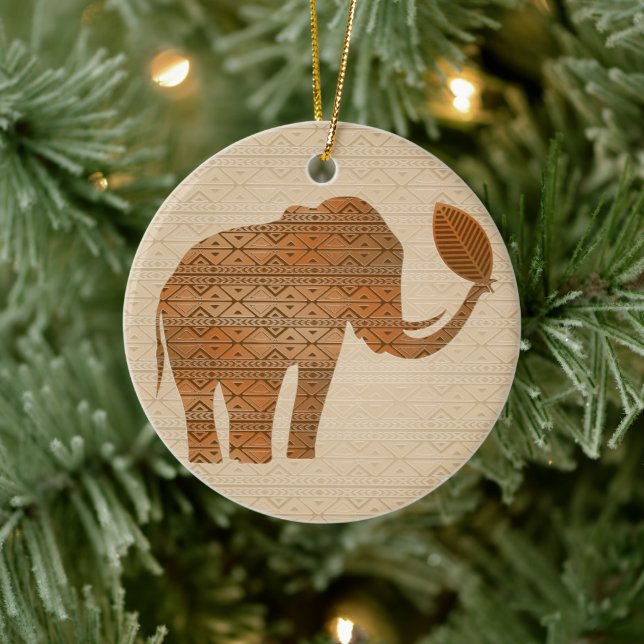 Elephant Tribal Art Design Ceramic Tree Decoration (Tree)