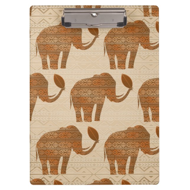 Elephant Tribal Art Design Clipboard (Front)