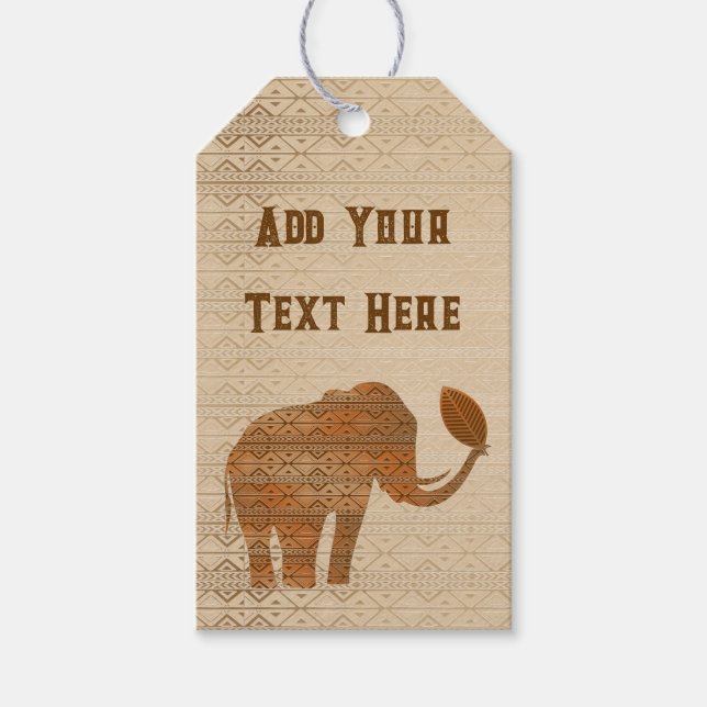 Elephant Tribal Art Design Gift Tags (Front)