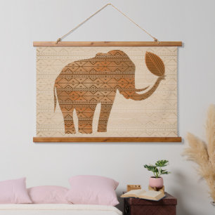 Elephant Tribal Art Design Hanging Tapestry