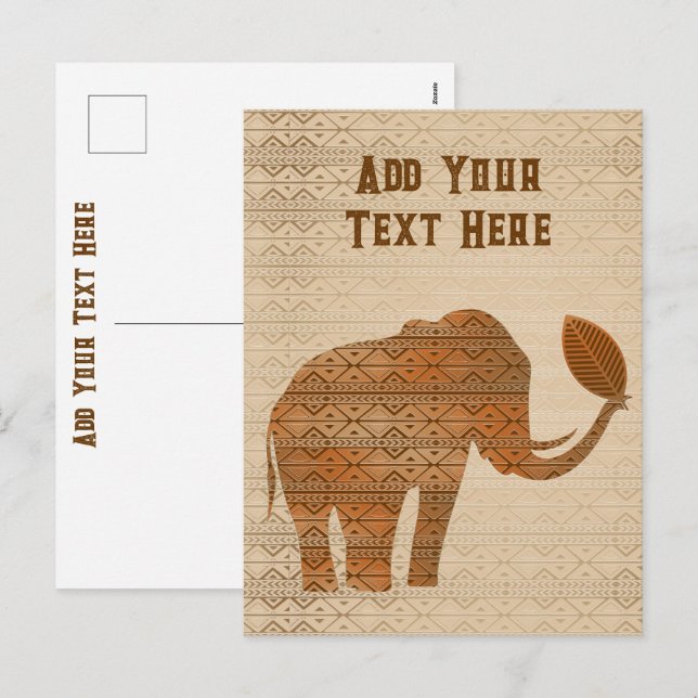 Elephant Tribal Art Design Holiday Postcard (Front/Back)