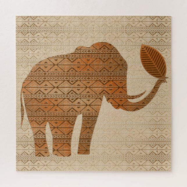 Elephant Tribal Art Design Jigsaw Puzzle (Vertical)