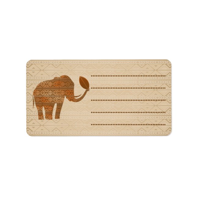 Elephant Tribal Art Design Label (Front)