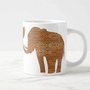 Elephant Tribal Art Design Large Coffee Mug