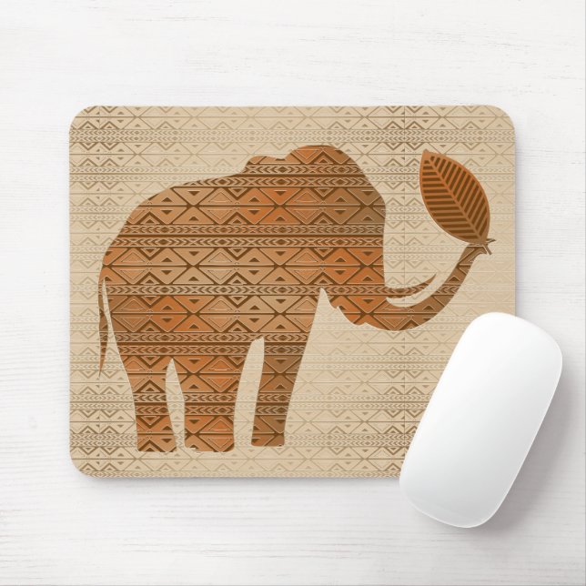 Elephant Tribal Art Design Mouse Mat (With Mouse)
