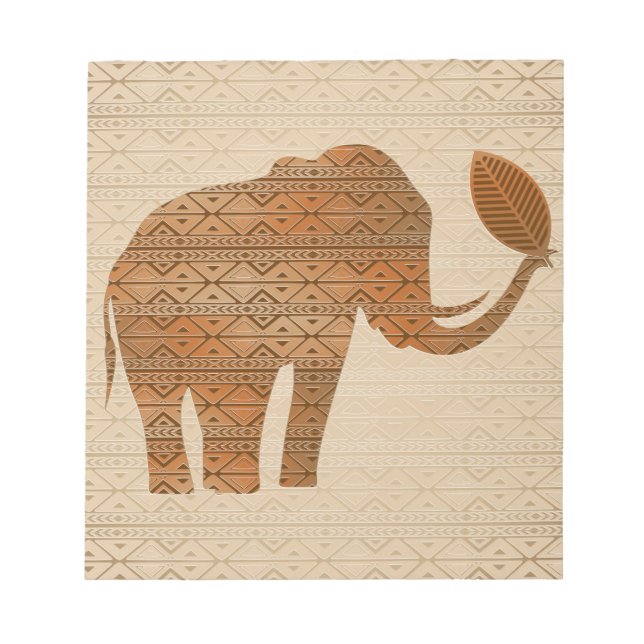 Elephant Tribal Art Design Notepad (Front)
