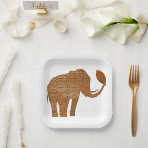 Elephant Tribal Art Design Paper Plate