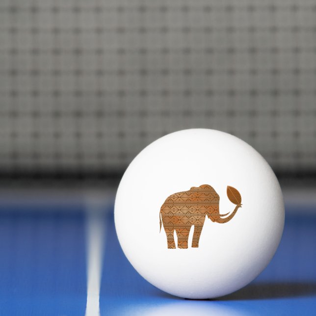 Elephant Tribal Art Design Ping Pong Ball (Net)