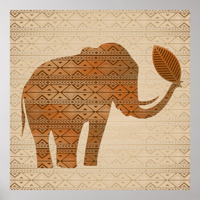 Elephant Tribal Art Design Poster (Front)