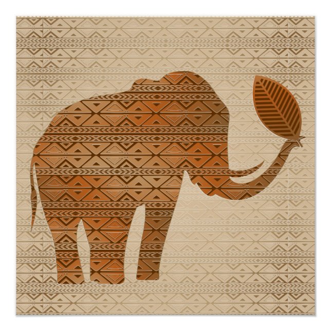 Elephant Tribal Art Design Poster (Front)