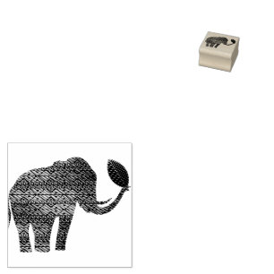 Elephant Tribal Art Design Rubber Stamp