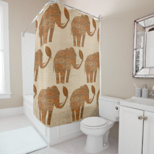 Elephant Tribal Art Design Shower Curtain