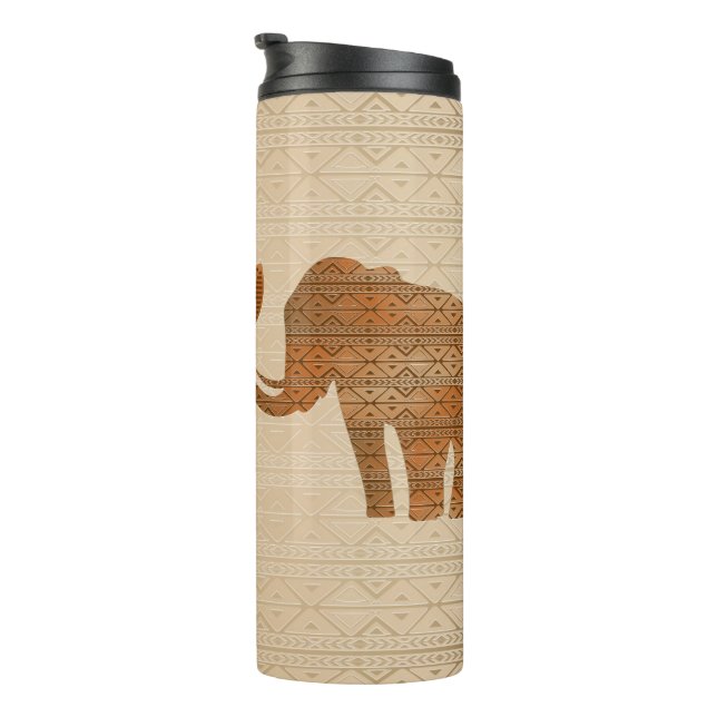 Elephant Tribal Art Design Thermal Tumbler (Rotated Right)