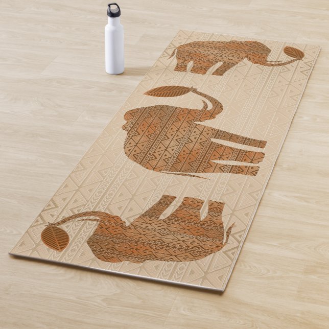 Elephant Tribal Art Design Yoga Mat (In Situ)