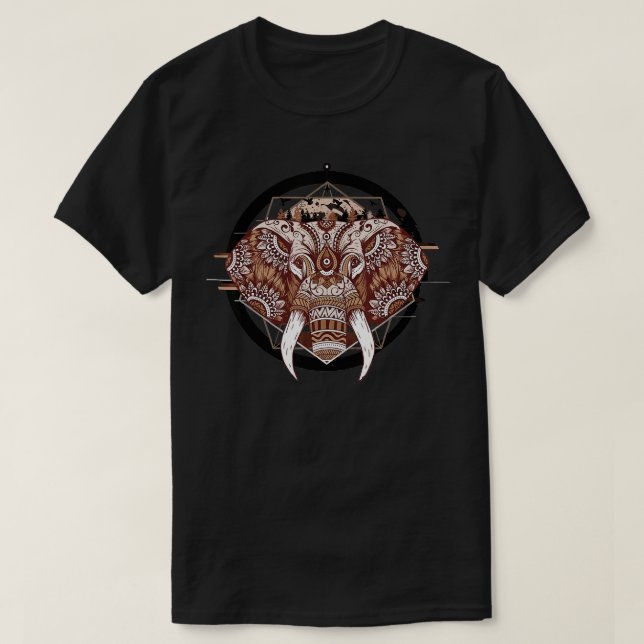 Elephant Tribal Indian Elephant Mandala Tribal Art T-Shirt (Design Front)
