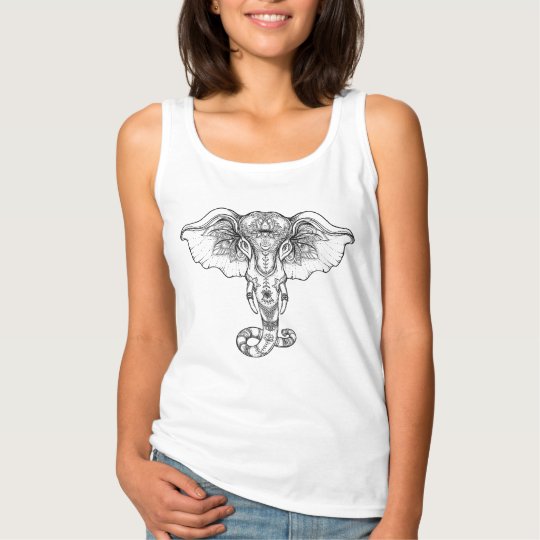 Elephant Tribal Mehndi Henna Women's Tank Top