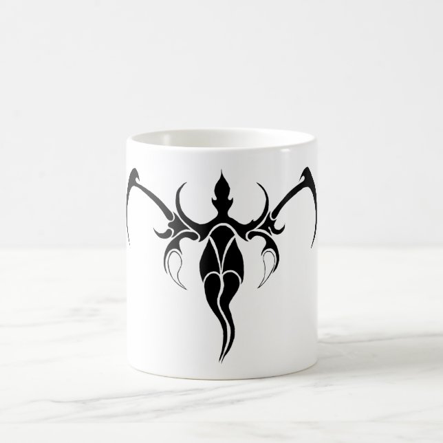 Elephant Tribal Tattoo - Black and white Coffee Mug (Center)