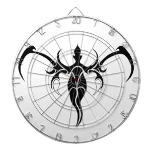 Elephant Tribal Tattoo - Black and white Dartboard