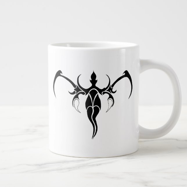 Elephant Tribal Tattoo - Black and white Large Coffee Mug (Right)