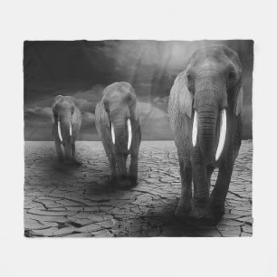 Elephant Trio Fleece Blanket
