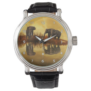 Elephant Trio Wildlife Wrist Watch