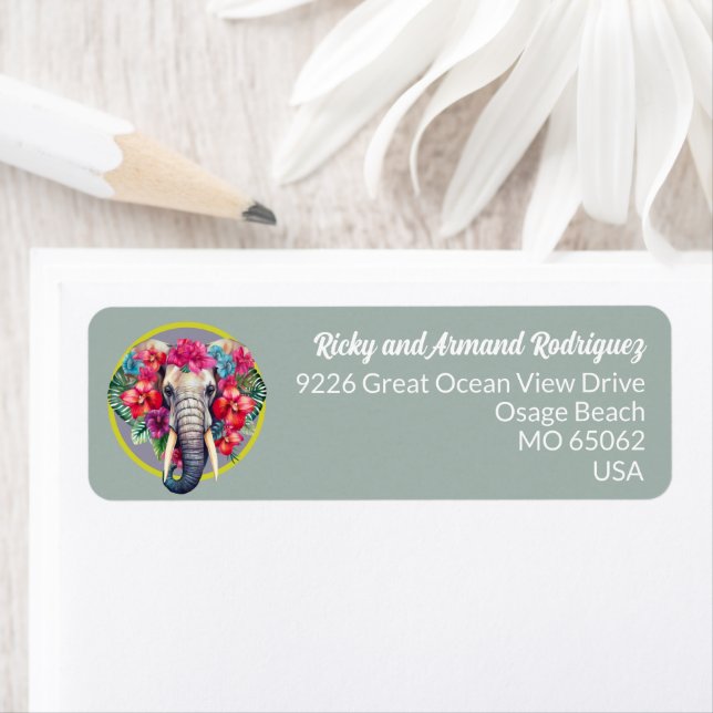 Elephant tropical flowers lovers blue custom (Insitu)