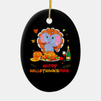 Elephant Turkey Thankgiving Funny Wine Happy Hallo Ceramic Tree Decoration