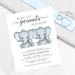 Elephant Twin Boys Virtual Shower Budget Invite