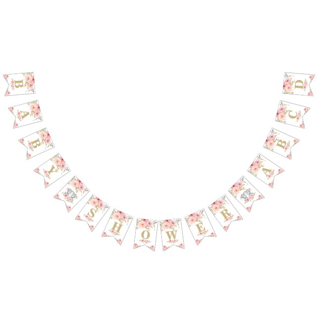 Elephant Twins Baby Shower Bunting Flag Banner (All)