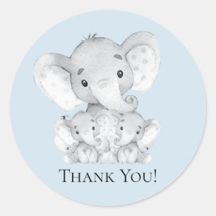 Elephant Twins Baby Shower Thank You Favour Sticke Classic Round Sticker