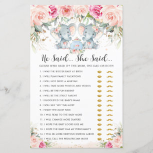 Elephant Twins Tea Party He Said She Said Game